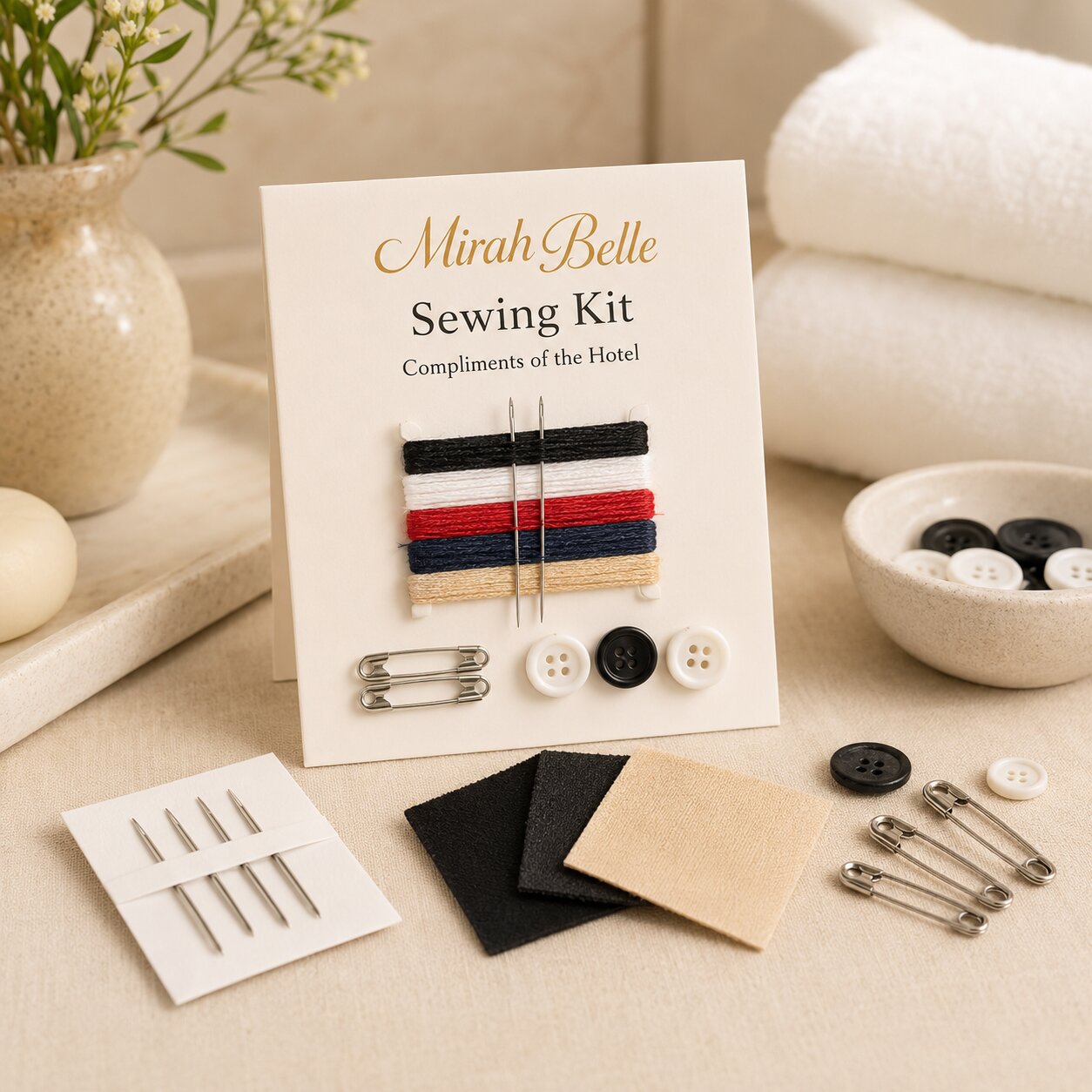 Essential Hotel Sewing Kit from Mirah Belle Hospitality