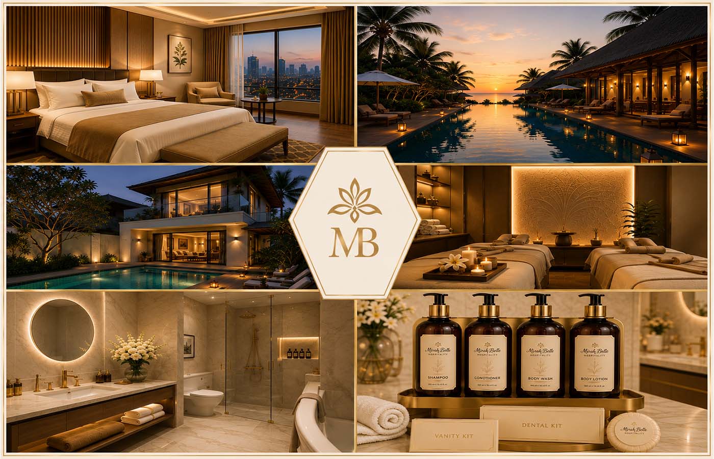 Mirah Belle hospitality amenities presented for hotels, villas, resorts, spas and distinctive properties