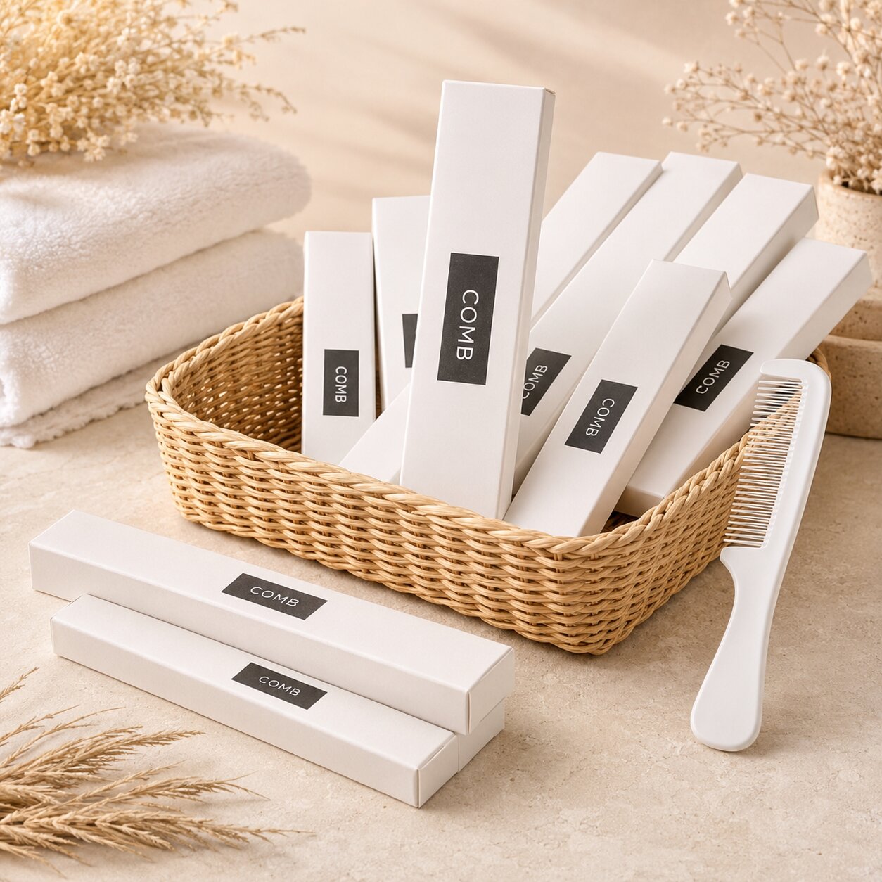 Professional White Handle Comb from Mirah Belle Hospitality
