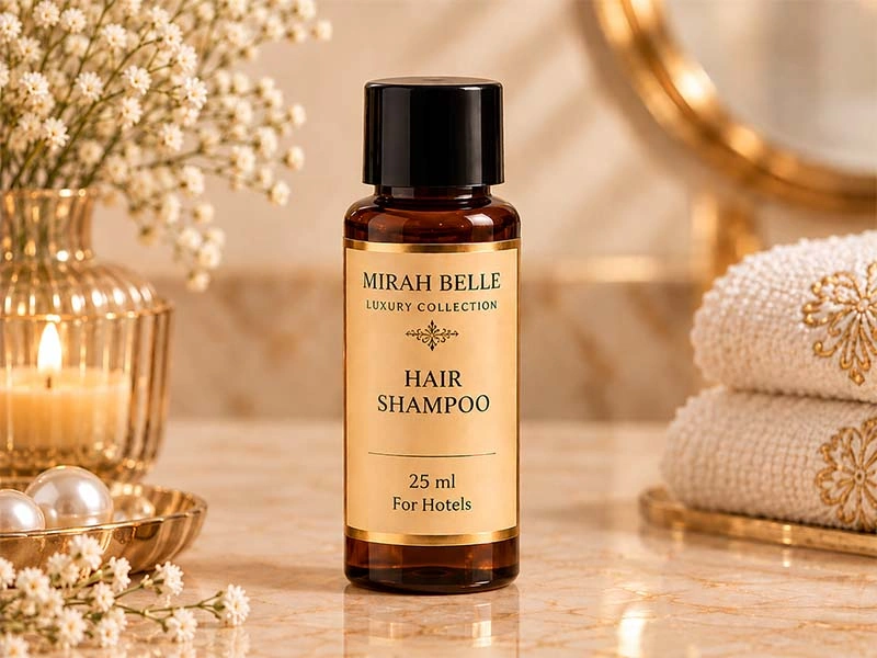 Noir Oud 25 ml amber PET hotel hair shampoo bottle