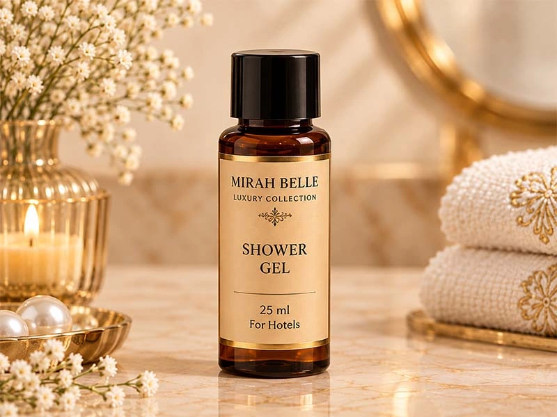 Noir Oud 25 ml amber PET hotel shower gel bottle